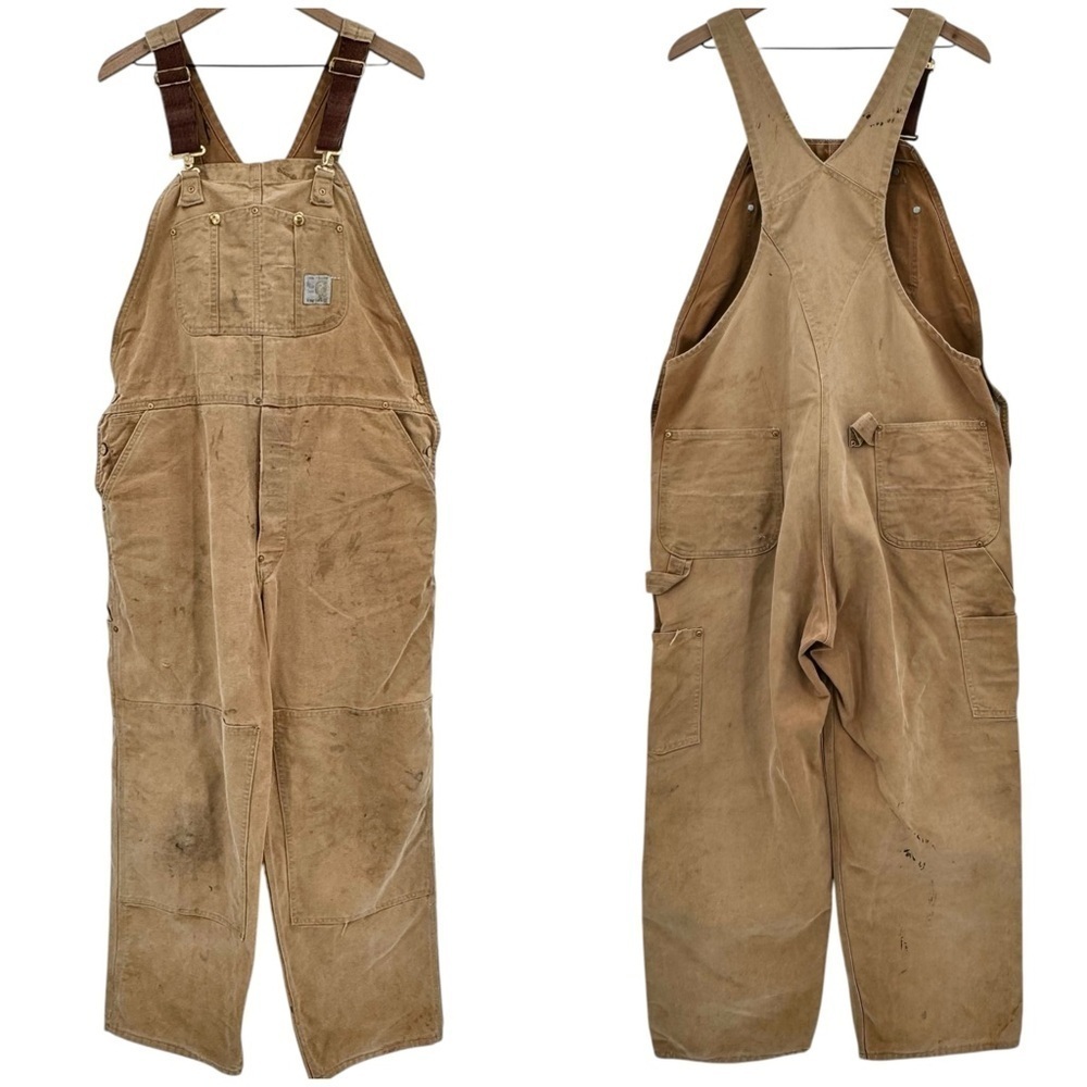 Vintage 80s Carhartt Workwear Overalls Double Knee Union Tag Made USA | 42 x 30